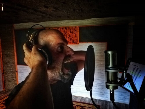 Regius recording vocals at Trempol Studios